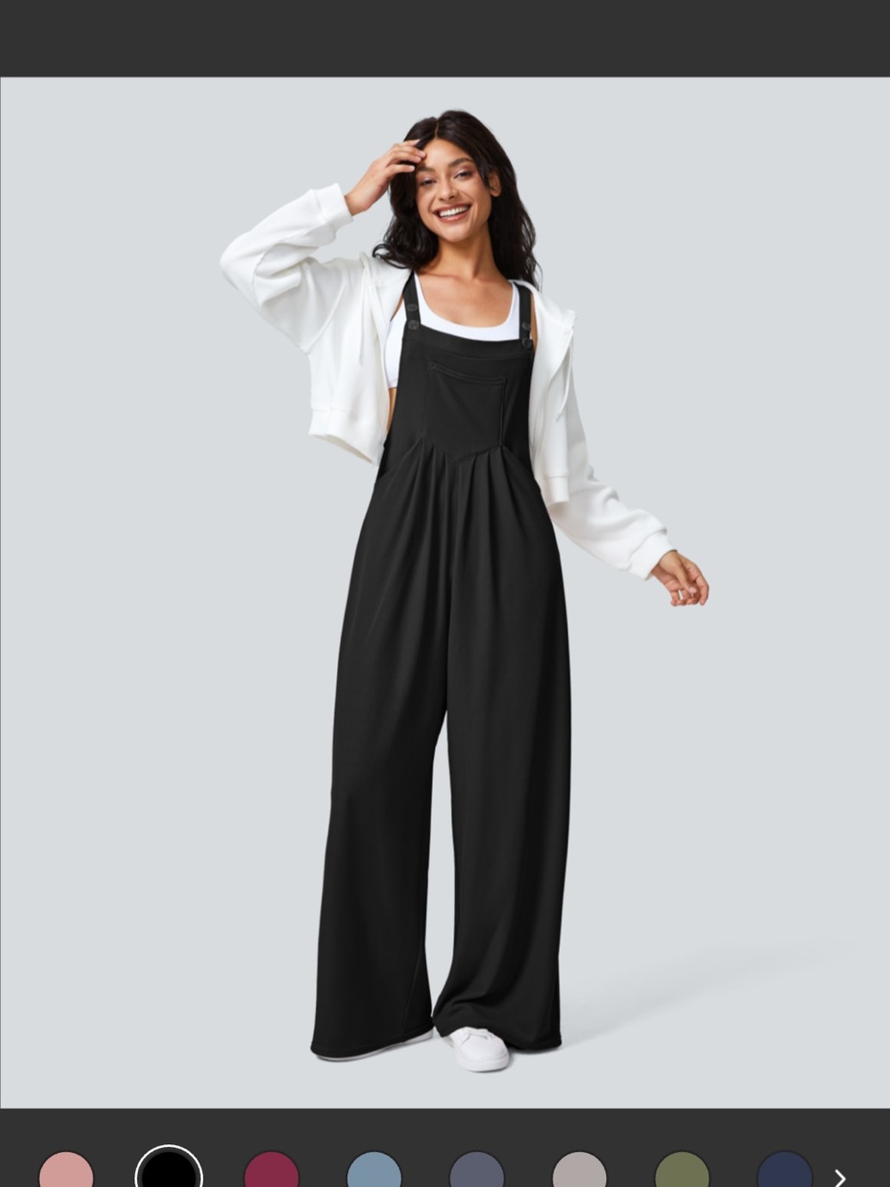 HALARA Black Wide-Leg Overalls Jumpsuit